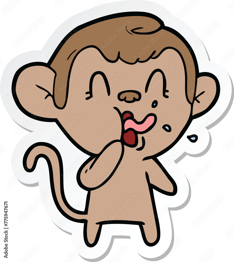 sticker of a crazy cartoon monkey sticker of a crazy cartoon monkey