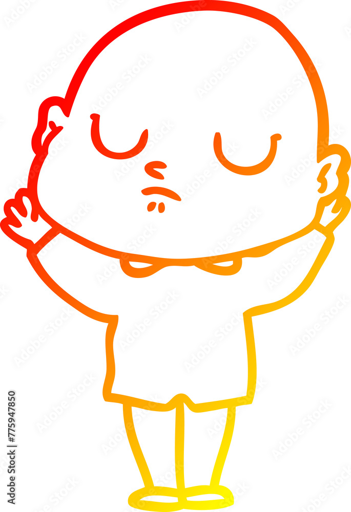 warm gradient line drawing of a cartoon bald man warm gradient line drawing of a cartoon bald man