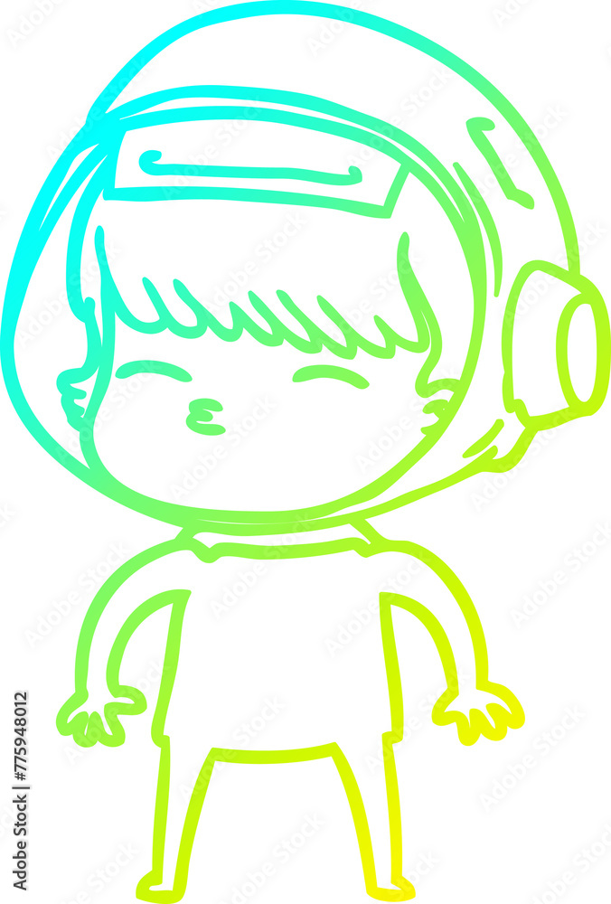 cold gradient line drawing of a cartoon curious astronaut cold gradient line drawing of a cartoon curious astronaut
