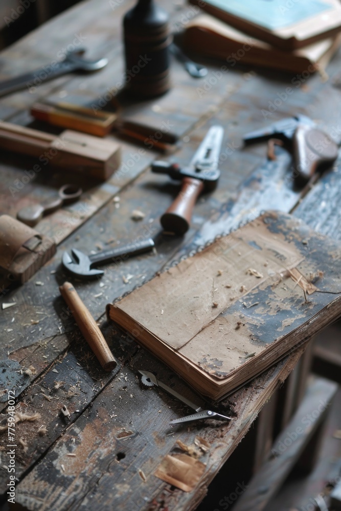 A workbench with hammers and tools, ideal for DIY projects