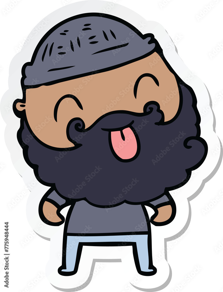 sticker of a man with beard sticking out tongue sticker of a man with beard sticking out tongue
