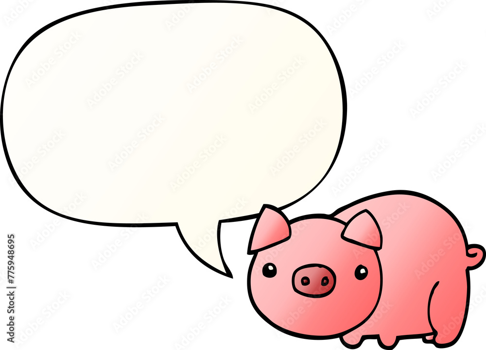 cartoon pig with speech bubble in smooth gradient style cartoon pig with speech bubble in smooth gradient style