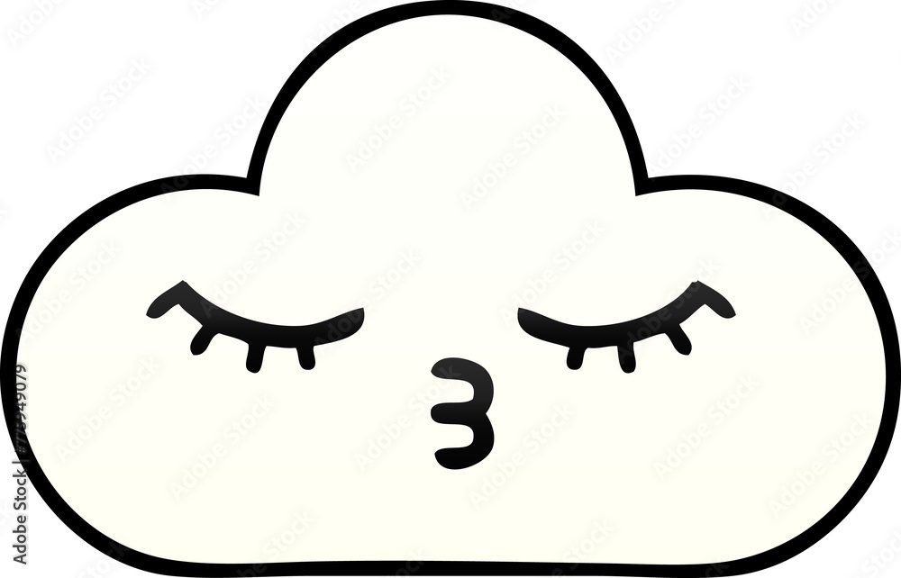 gradient shaded cartoon of a white cloud gradient shaded cartoon of a white cloud