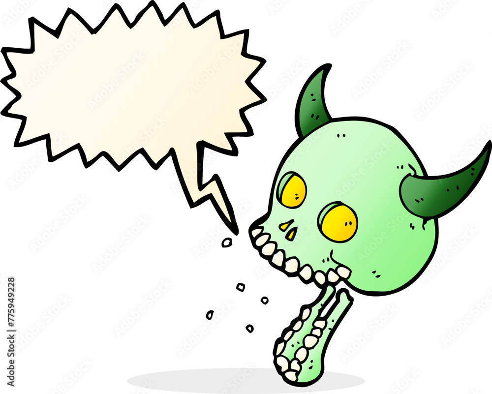 cartoon spooky skull with speech bubble cartoon spooky skull with speech bubble
