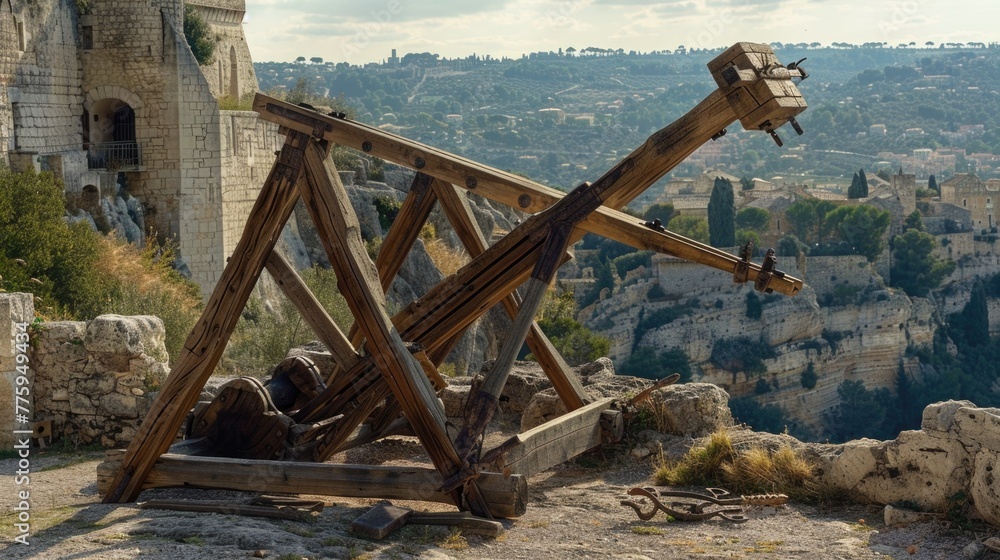 A wooden structure located on a mountain top. Perfect for outdoor and nature themes A wooden structure located on a mountain top. Perfect for outdoor and nature themes