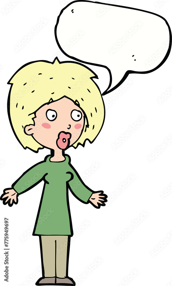 cartoon surprised woman with speech bubble cartoon surprised woman with speech bubble