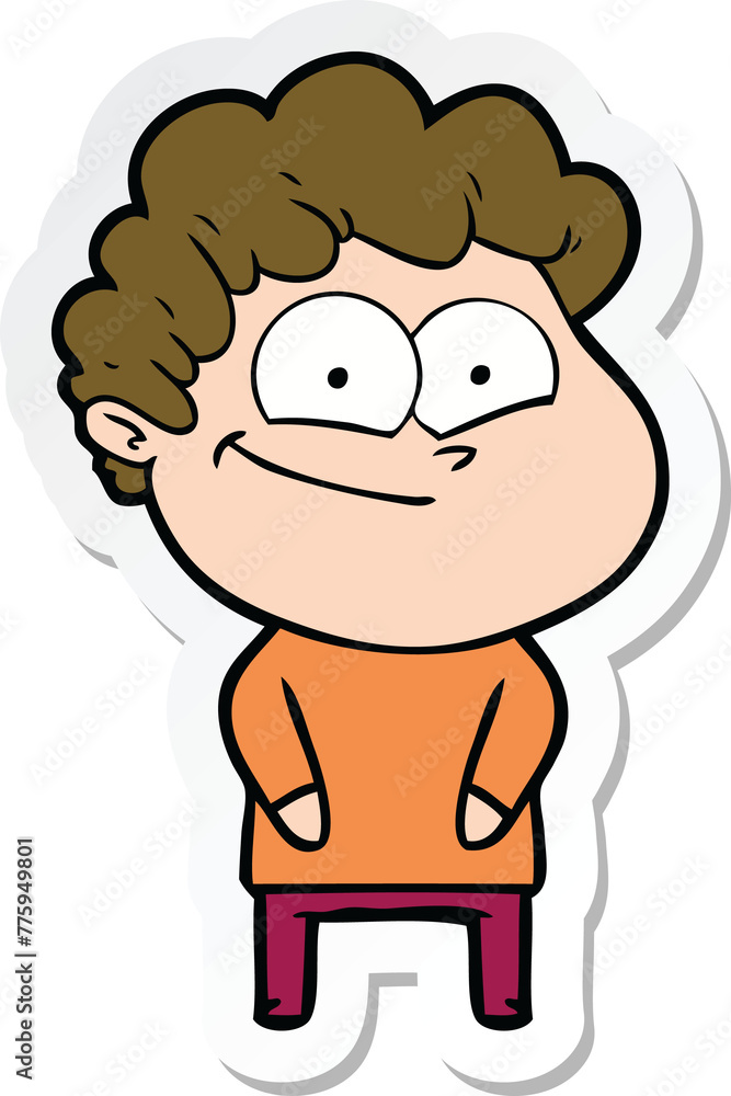 sticker of a cartoon happy man sticker of a cartoon happy man