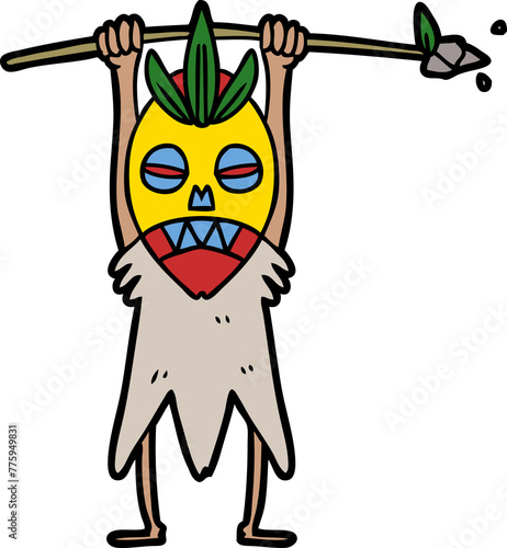 Quadro su tela cartoon cannibal shaman