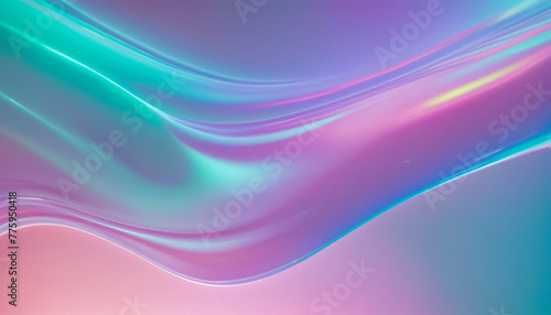 Holographic gradient neon wave shape on transparent background bright colors illustration