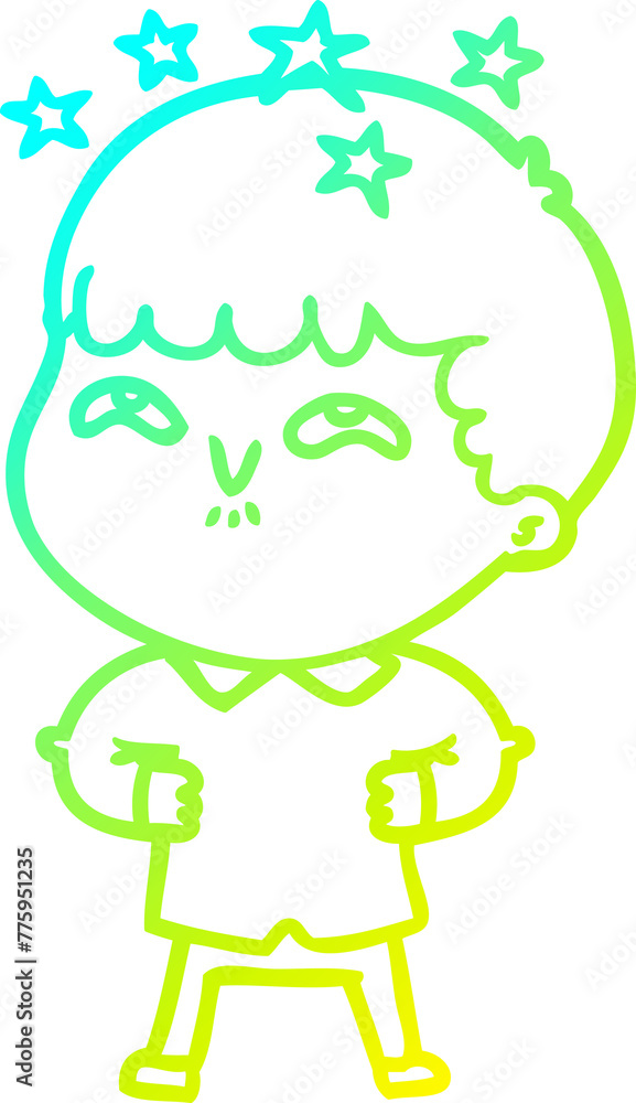 cold gradient line drawing of a cartoon amazed boy cold gradient line drawing of a cartoon amazed boy
