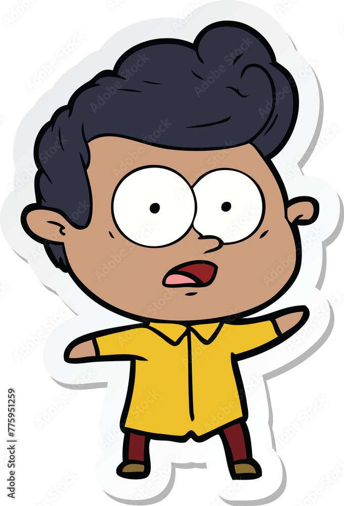 sticker of a cartoon staring man