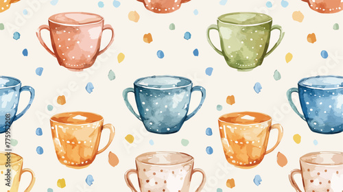 Seamless pattern with cups. Hand-drawn background.