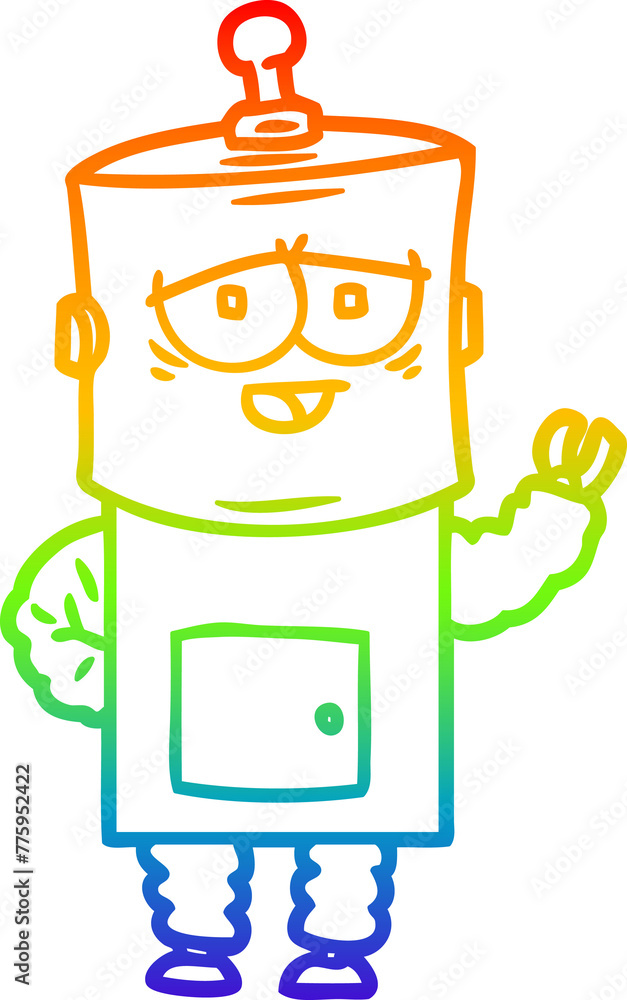 rainbow gradient line drawing of a cartoon robot rainbow gradient line drawing of a cartoon robot