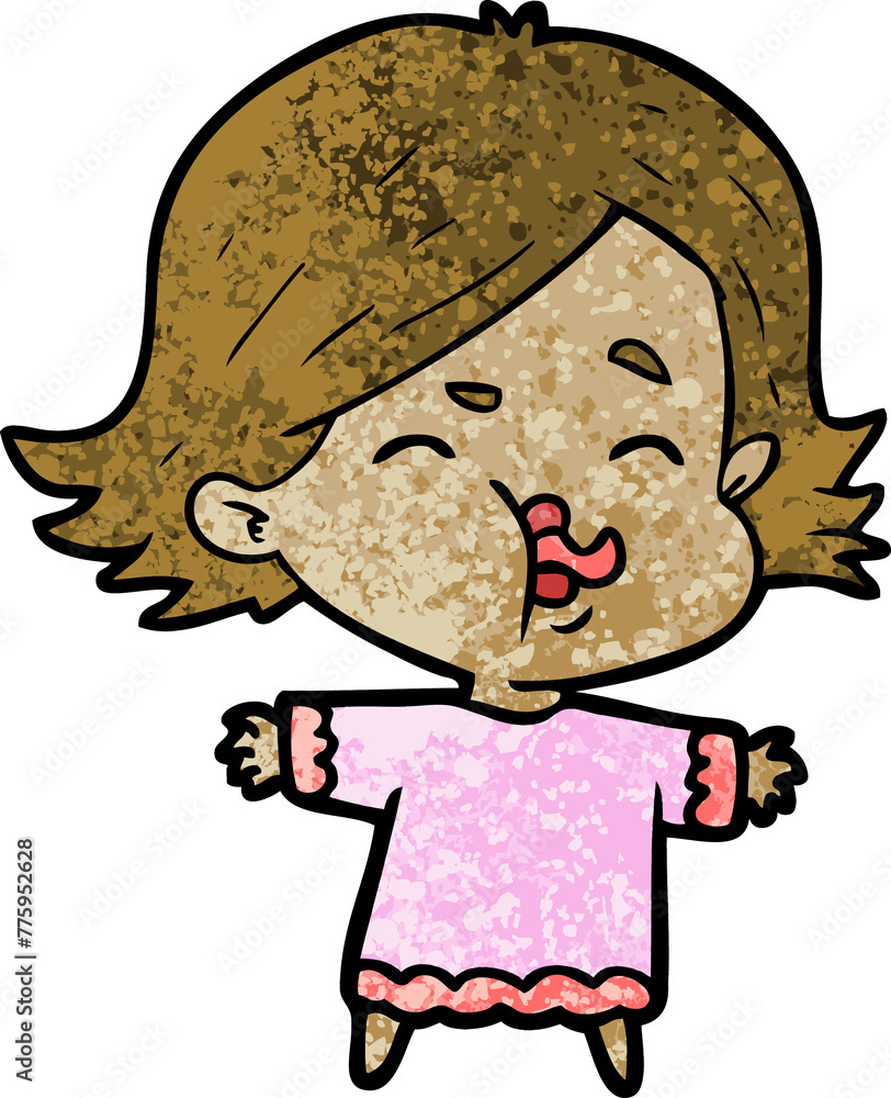 Obraz premium cartoon girl pulling face