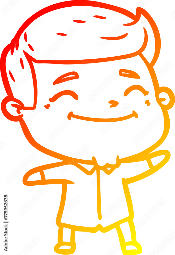 warm gradient line drawing of a happy cartoon man warm gradient line drawing of a happy cartoon man