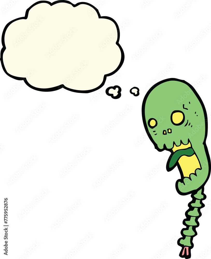 funny cartoon skull with thought bubble funny cartoon skull with thought bubble