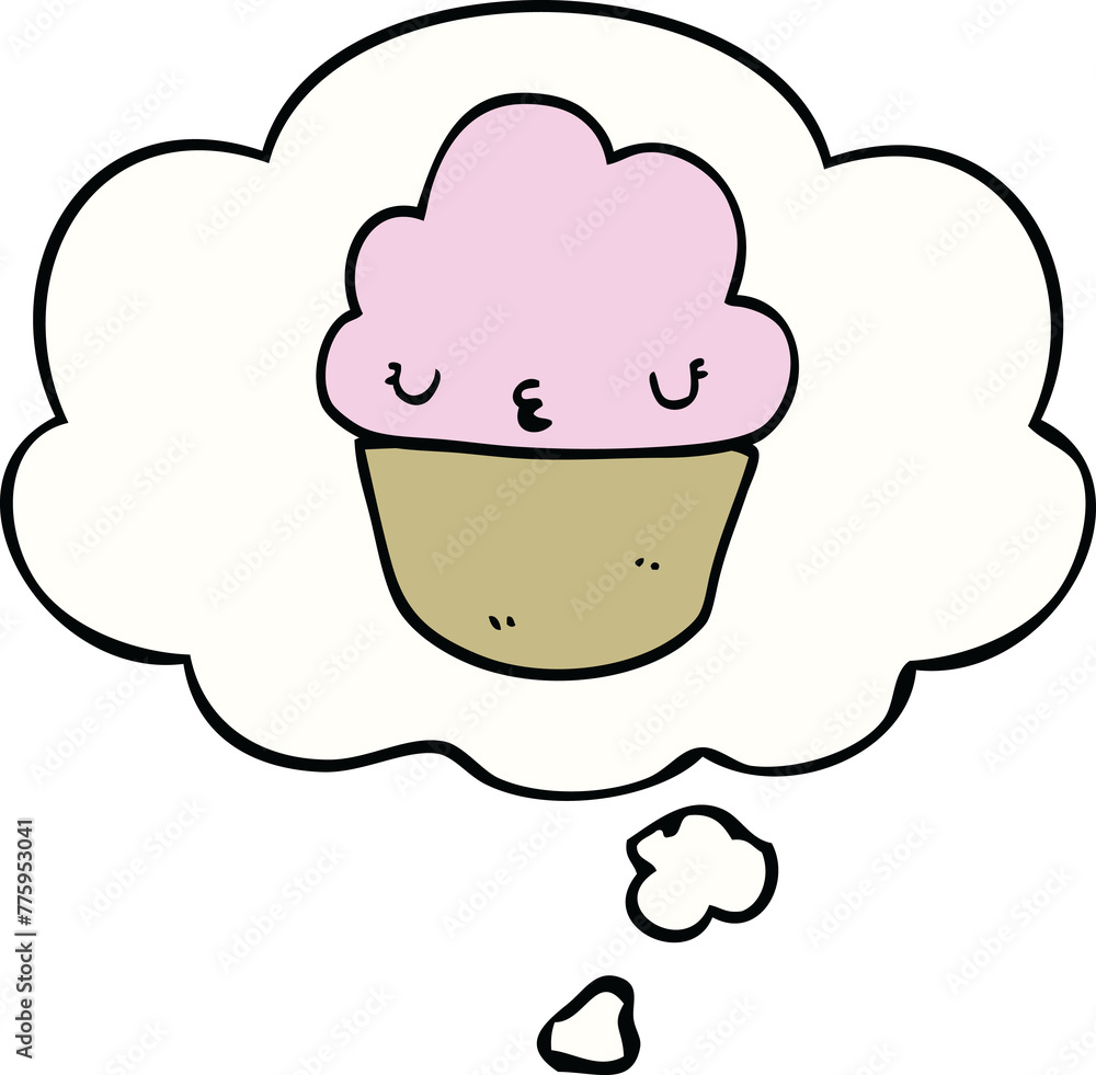 cartoon cupcake with face with thought bubble cartoon cupcake with face with thought bubble
