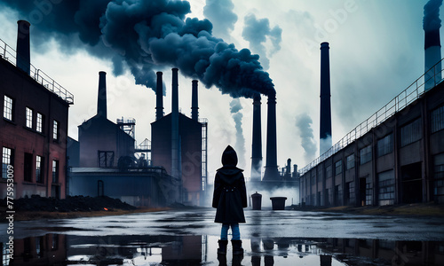 factory and smoke from chimney illustration  waste incineration