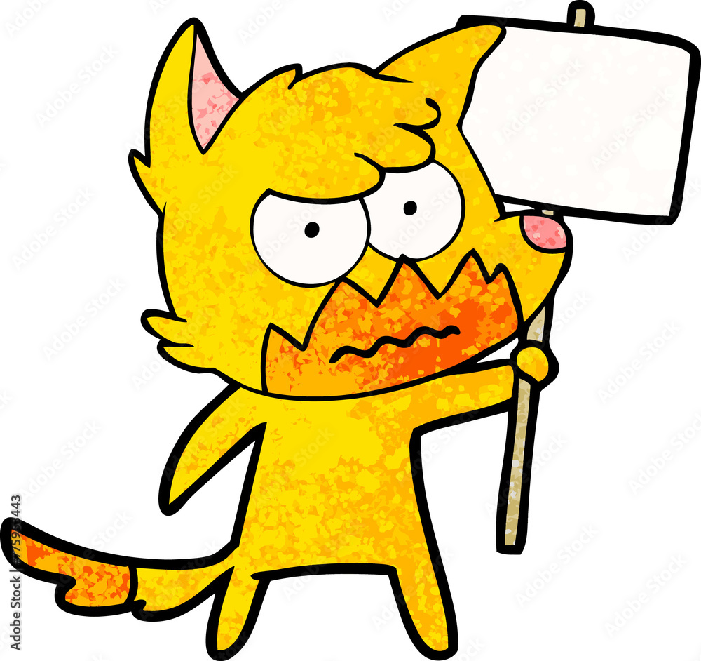 fox cartoon character with protest sign fox cartoon character with protest sign
