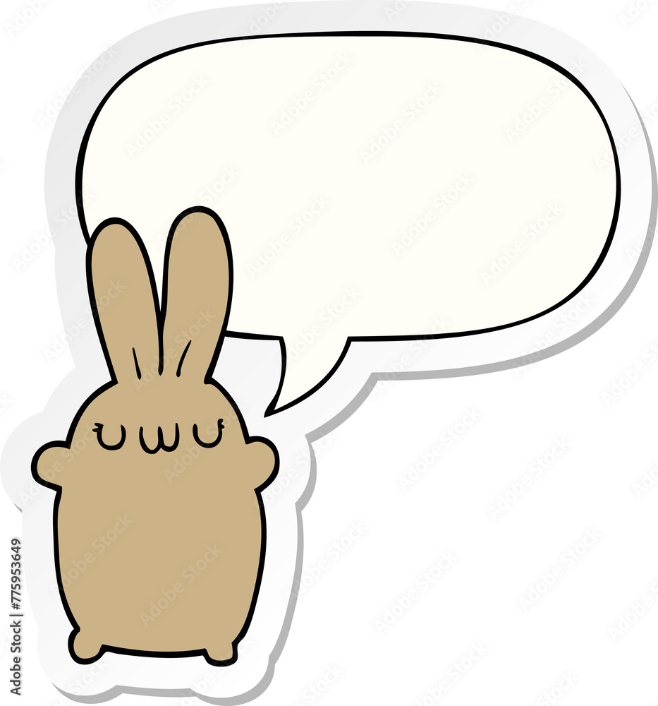 cartoon rabbit with speech bubble sticker cartoon rabbit with speech bubble sticker