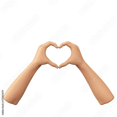 Mãos cartoon fazendo símbolo de coração 3d render isolado photo
