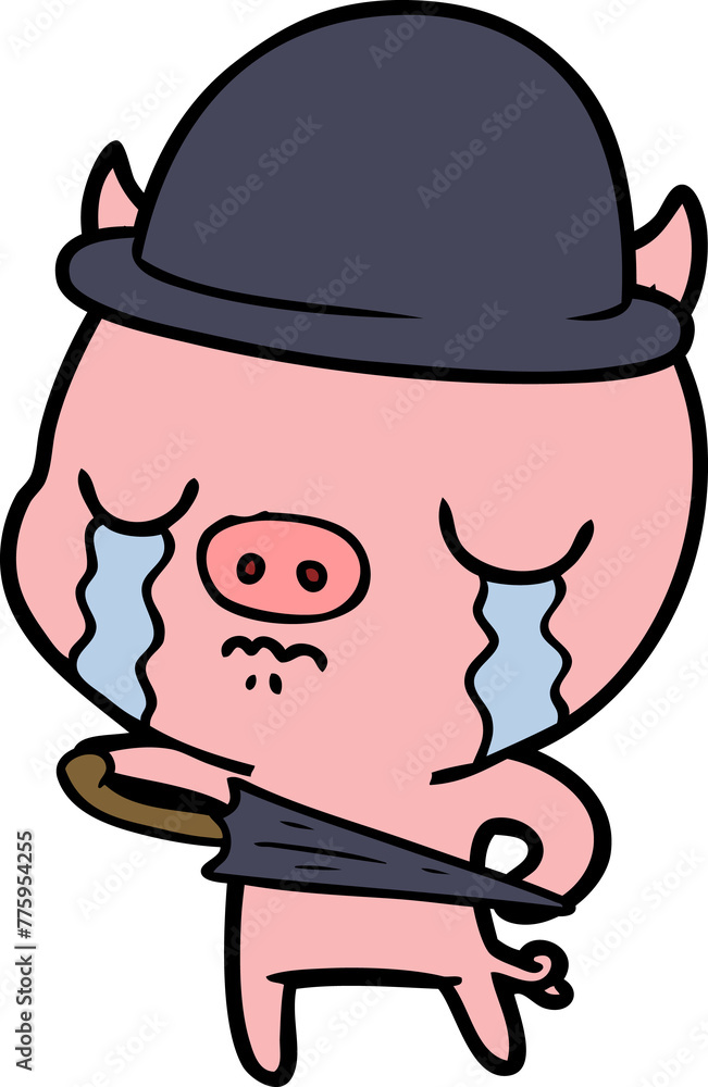 cartoon pig crying wearing business clothes cartoon pig crying wearing business clothes