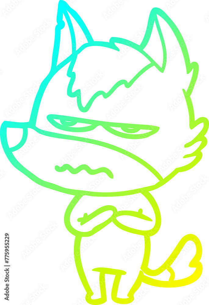 cold gradient line drawing of a cartoon annoyed wolf cold gradient line drawing of a cartoon annoyed wolf