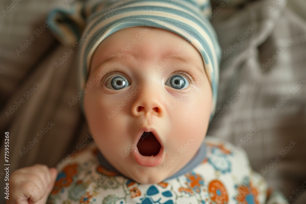 Joyful Baby excited face. Cute adorable. Generate Ai Joyful Baby excited face. Cute adorable. Generate Ai