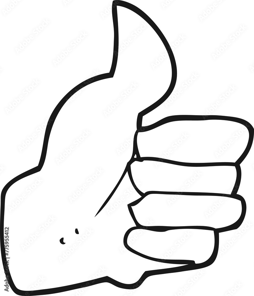 freehand drawn black and white cartoon thumbs up symbol freehand drawn black and white cartoon thumbs up symbol