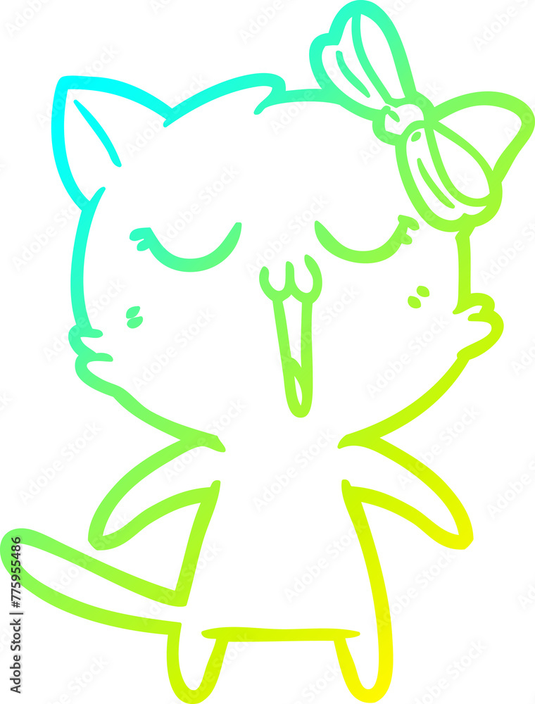 cold gradient line drawing of a cartoon cat cold gradient line drawing of a cartoon cat
