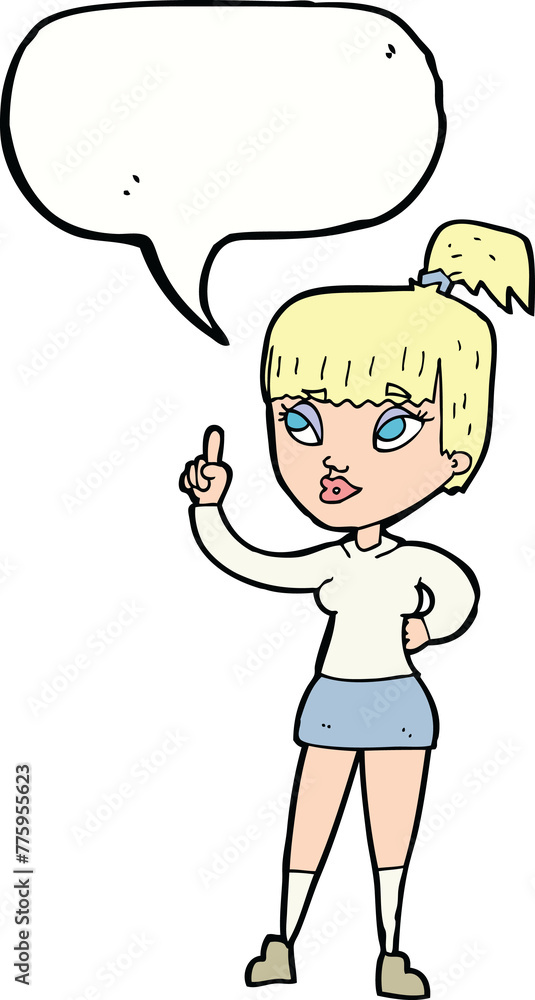 cartoon attractive girl with idea with speech bubble cartoon attractive girl with idea with speech bubble