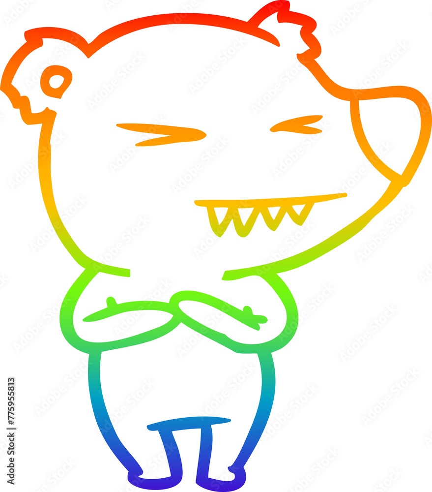 rainbow gradient line drawing of a angry polar bear cartoon rainbow gradient line drawing of a angry polar bear cartoon