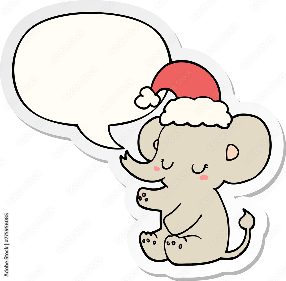 cute christmas elephant with speech bubble sticker cute christmas elephant with speech bubble sticker
