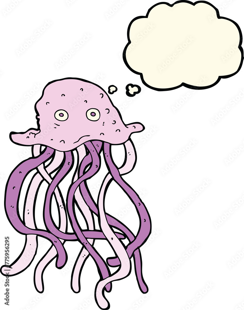 cartoon octopus with thought bubble cartoon octopus with thought bubble