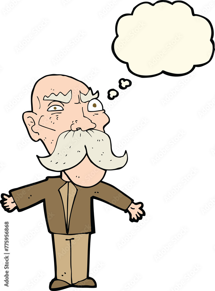 cartoon angry old man with thought bubble cartoon angry old man with thought bubble