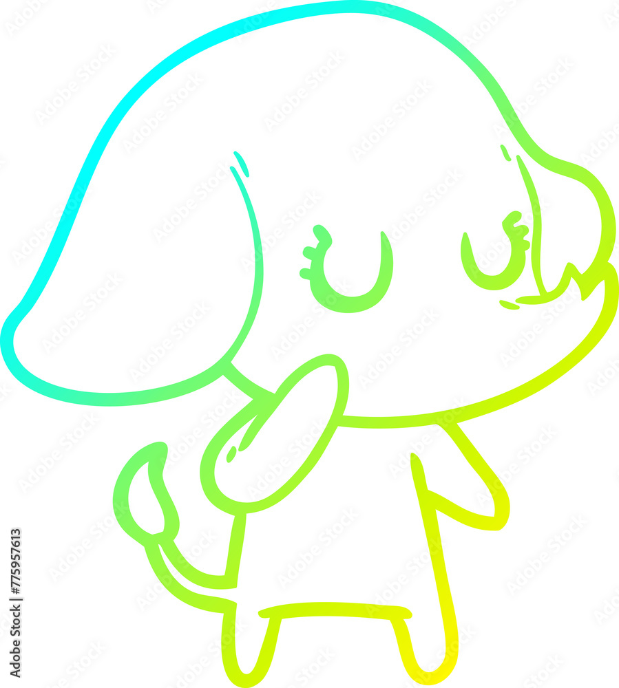 cold gradient line drawing of a cute cartoon elephant cold gradient line drawing of a cute cartoon elephant