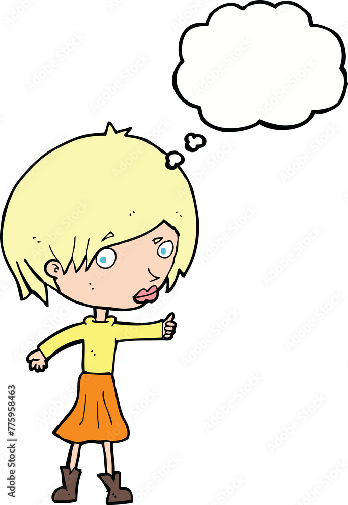 cartoon woman raising eyebrow with thought bubble cartoon woman raising eyebrow with thought bubble