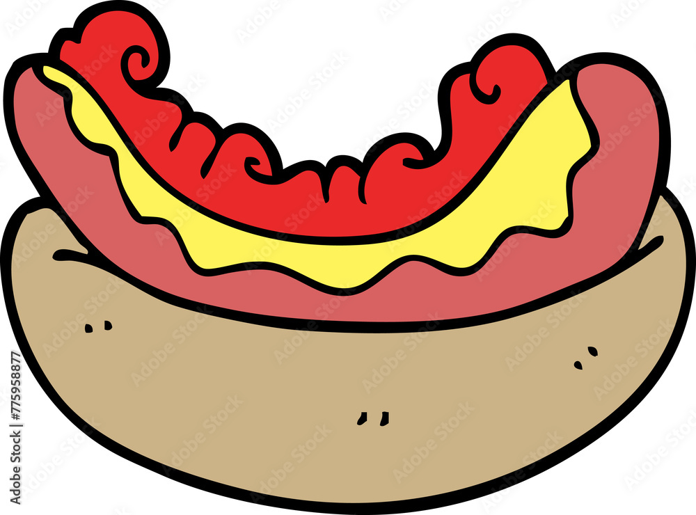 cartoon doodle hotdog in a bun cartoon doodle hotdog in a bun