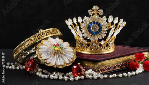 Golden crown adorned with blue gemstones majesty royal symbol promised to the saints