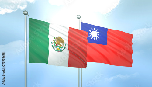 Mexico and Taiwan Flag Together A Concept of Relations