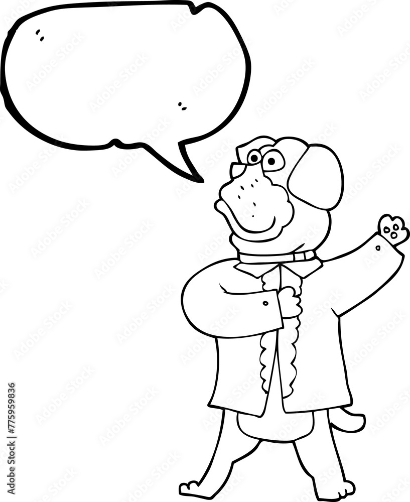 freehand drawn speech bubble cartoon dog in shirt freehand drawn speech bubble cartoon dog in shirt