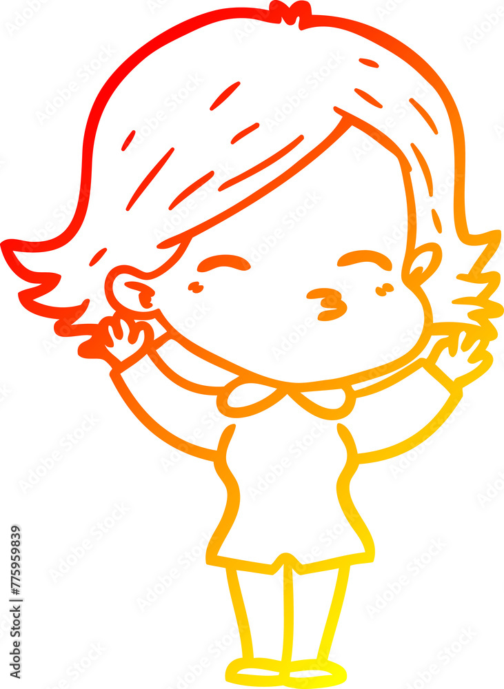 warm gradient line drawing of a cartoon woman warm gradient line drawing of a cartoon woman