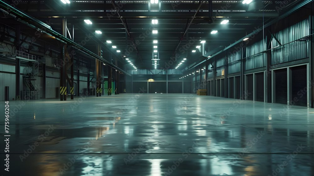 Lightning ignites empty warehouse - Ai Generated