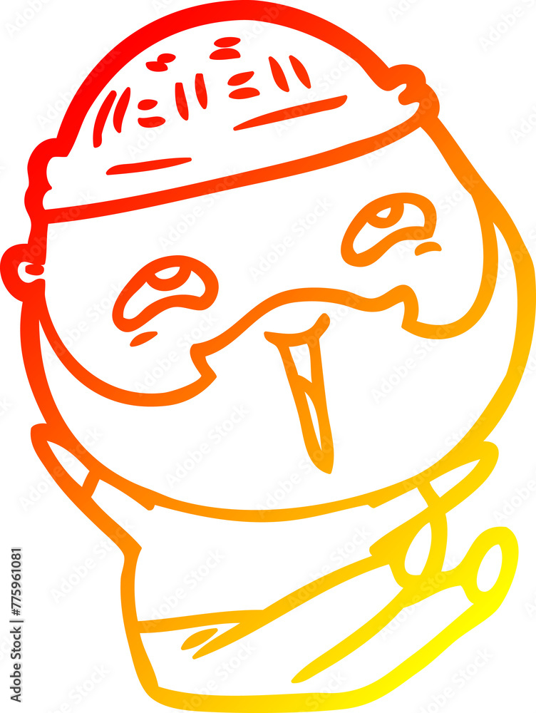 warm gradient line drawing of a cartoon happy bearded man warm gradient line drawing of a cartoon happy bearded man