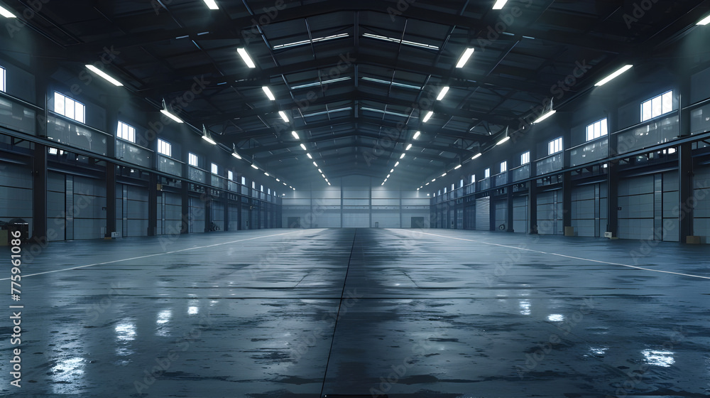 Lightning ignites empty warehouse - Ai Generated Lightning ignites empty warehouse - Ai Generated