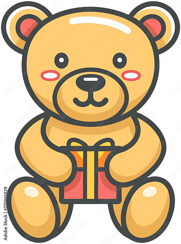 Obraz premium A teddy bear holding a gift box for Children's Day