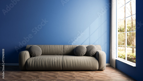 a couch sitting in front of a window