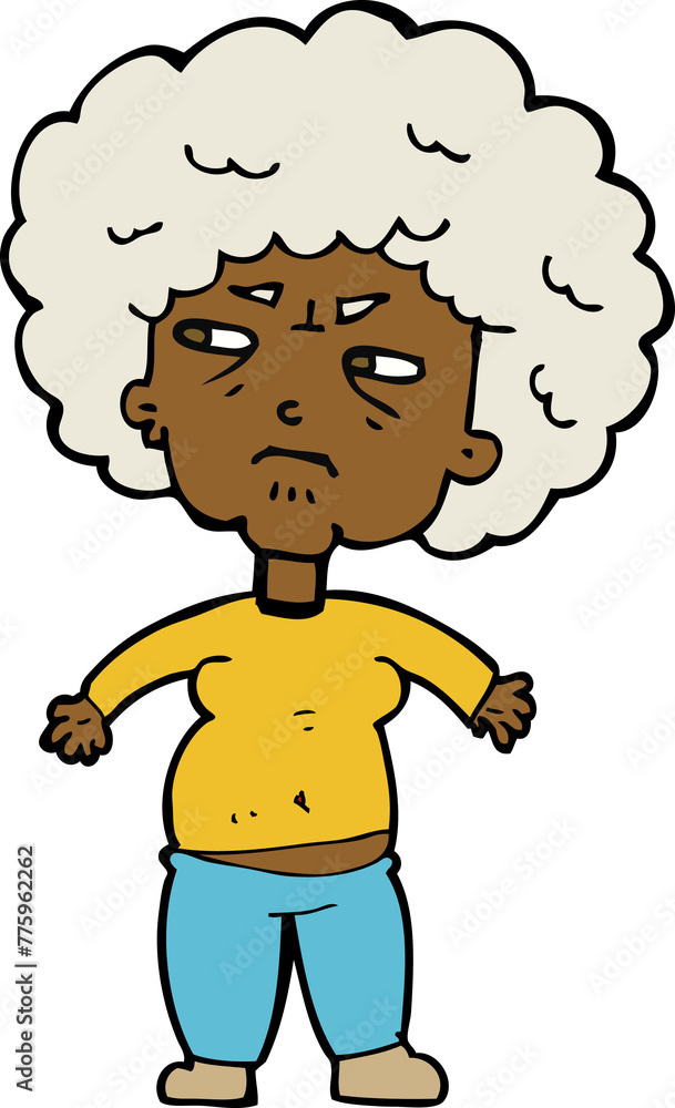 Fototapeta premium cartoon annoyed old woman