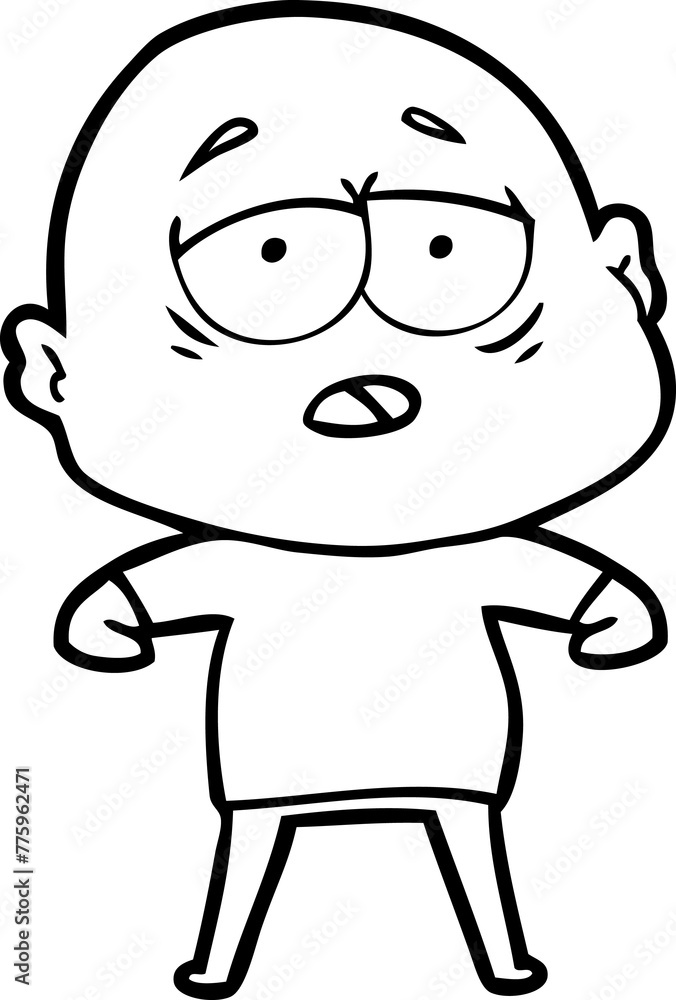 cartoon tired bald man cartoon tired bald man
