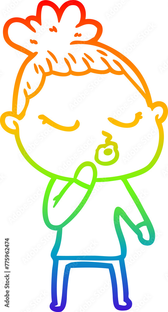 rainbow gradient line drawing of a cartoon calm woman rainbow gradient line drawing of a cartoon calm woman